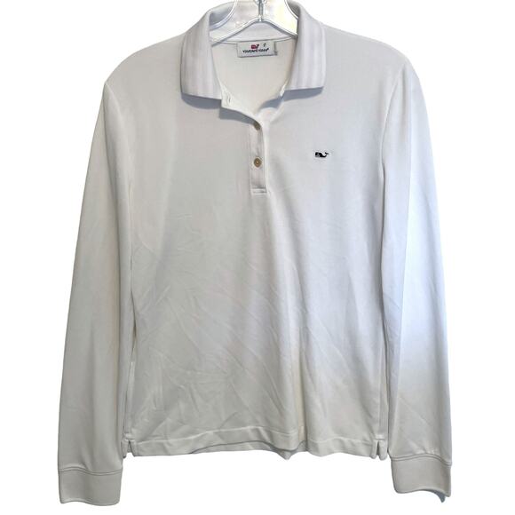 Vineyard Vines Henley Athletic Top Womens Small White Lavender Striped Collar - Picture 1 of 9